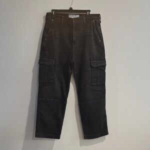 Hollister Men's Washed Black baggy Cargo Jeans size 30